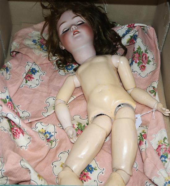 A Simon Halbig bisque-headed open-mouthed doll